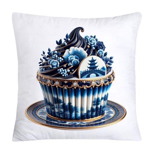 Blue Willow Chinoiserie Cupcake Throw Pillow Covers 18X18-153