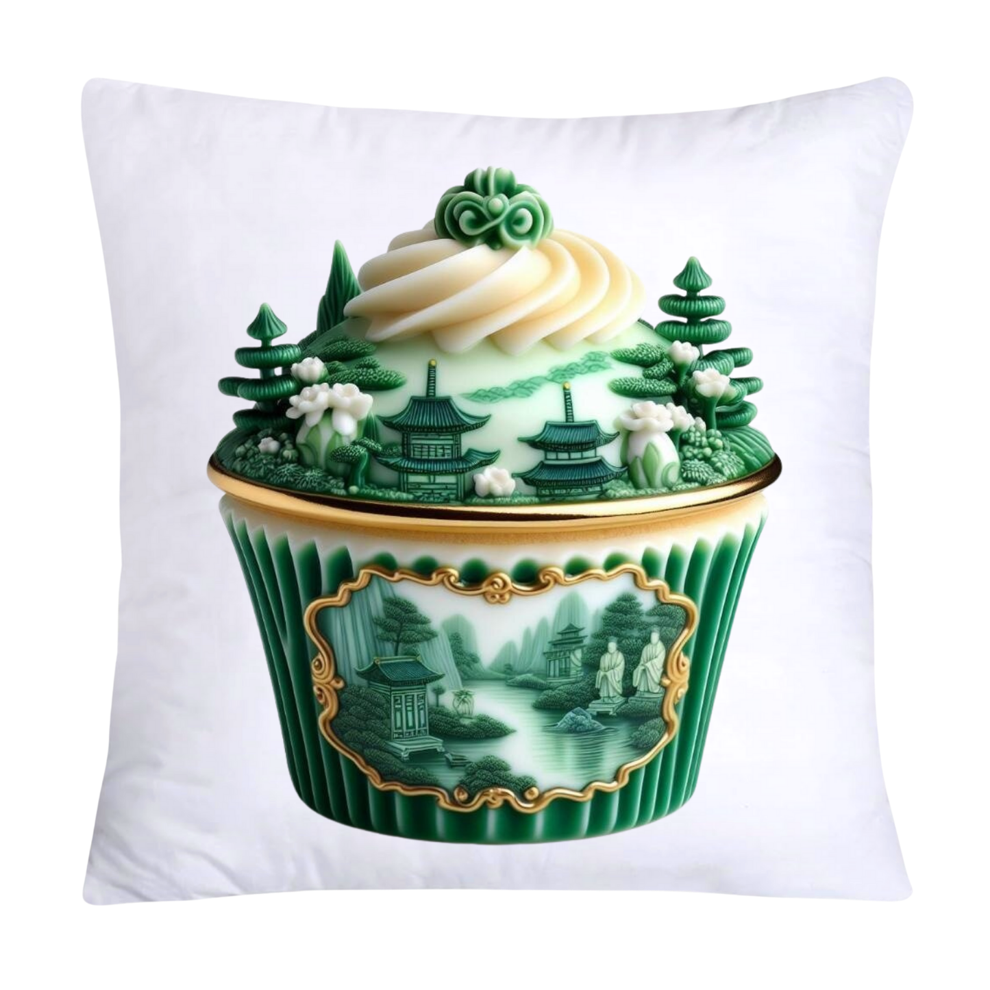 Classic Green Willow Cupcake Pillow Covers 18x18-3070