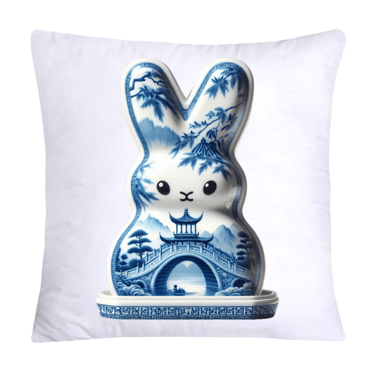 Blue Willow Easter Bunny/Peeps Pillow Covers-18x18-1569
