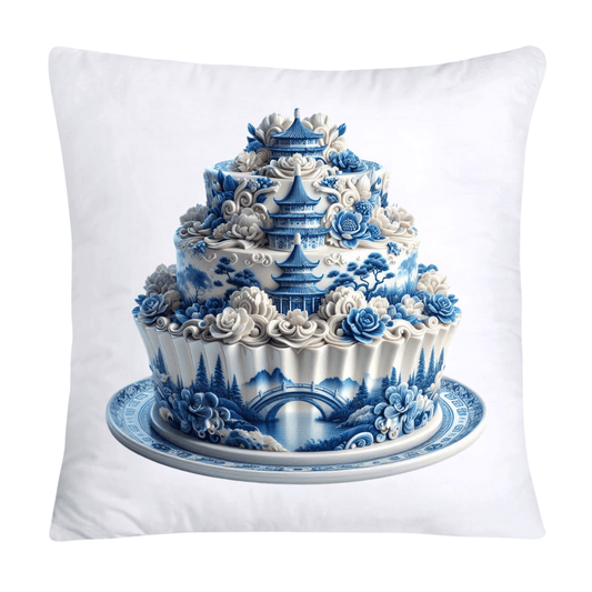Blue Willow Chinoiserie Cupcake Throw Pillow Covers 18X18-3480