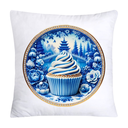 Blue Willow Chinoiserie Cupcake Throw Pillow Covers 18X18-178
