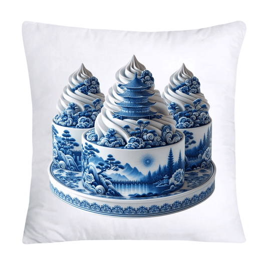 Blue Willow Chinoiserie Cupcake Throw Pillow Covers 18X18-3447