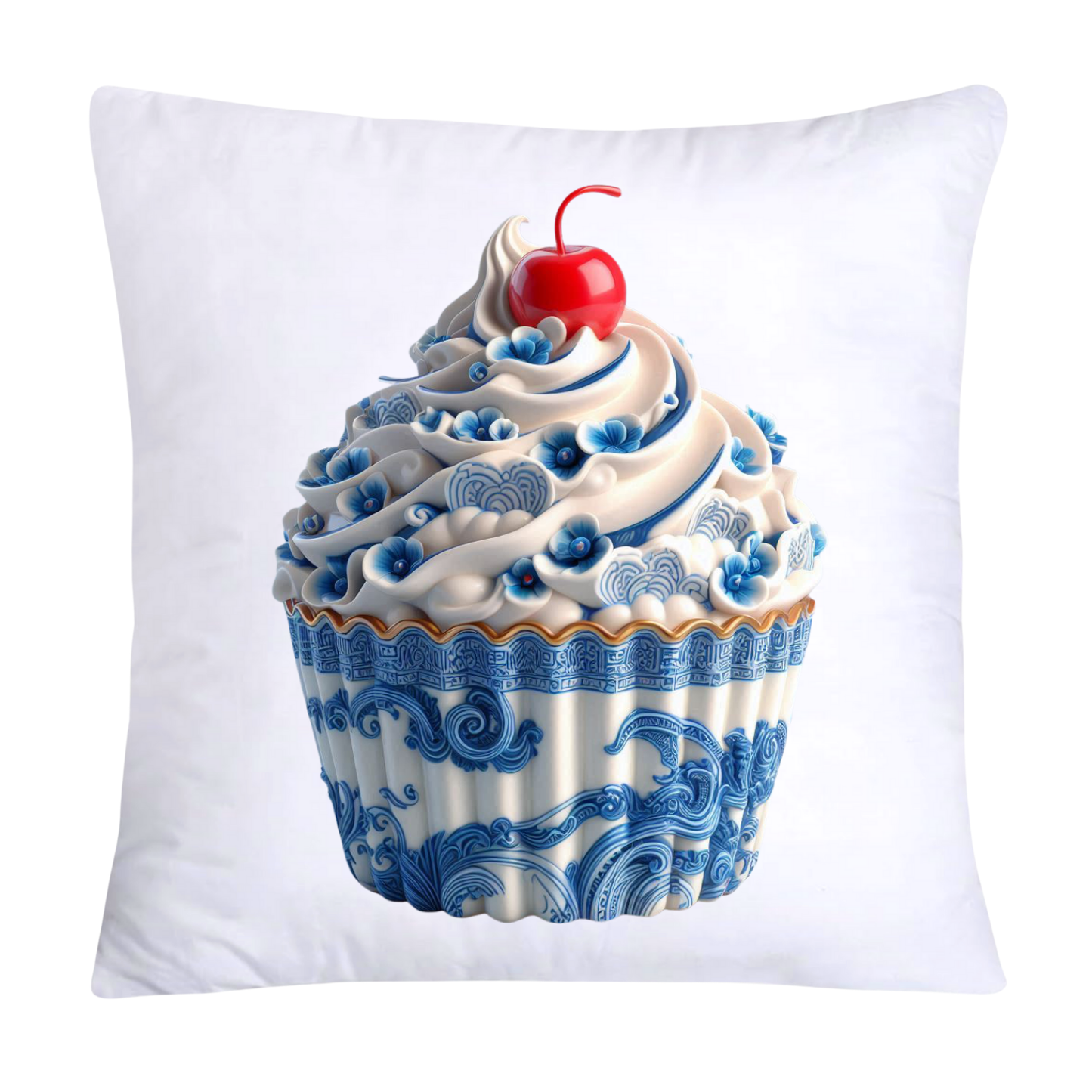 Blue Willow Chinoiserie Cupcake Throw Pillow Covers 18X18-321