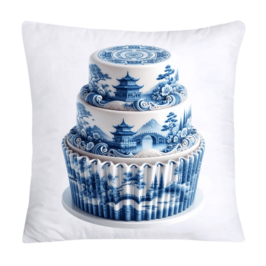 Blue Willow Chinoiserie Cupcake Throw Pillow Covers 18X18-3474