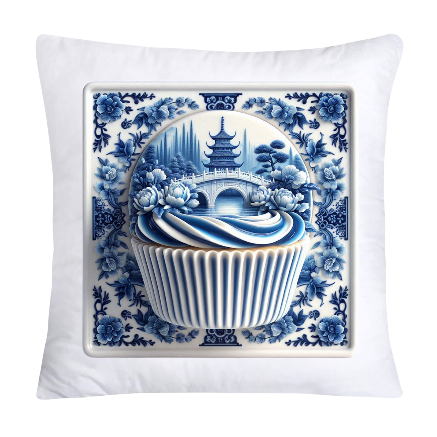 Blue Willow 18x18 Chinoiserie Cupcake Throw Pillow Covers-1535