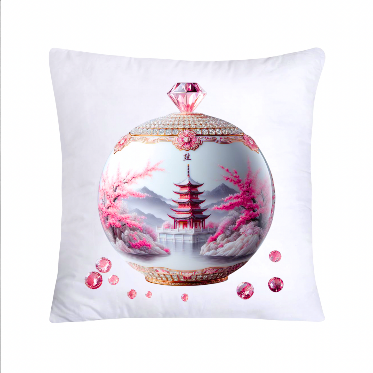 Pink and White Willow Chinoiserie Ginger Jar Pillow Covers-1837
