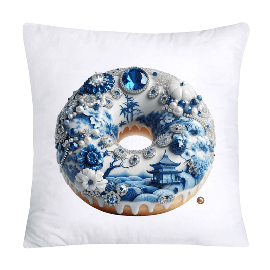 Blue Willow Whimsical Donut 18x18 Throw Pillow Covers-2297