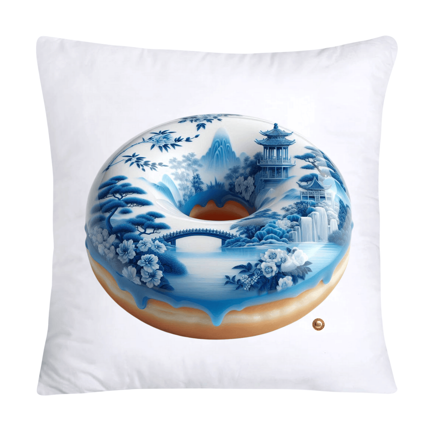 Blue Willow Whimsical Donut 18x18 Throw Pillow Covers-2293