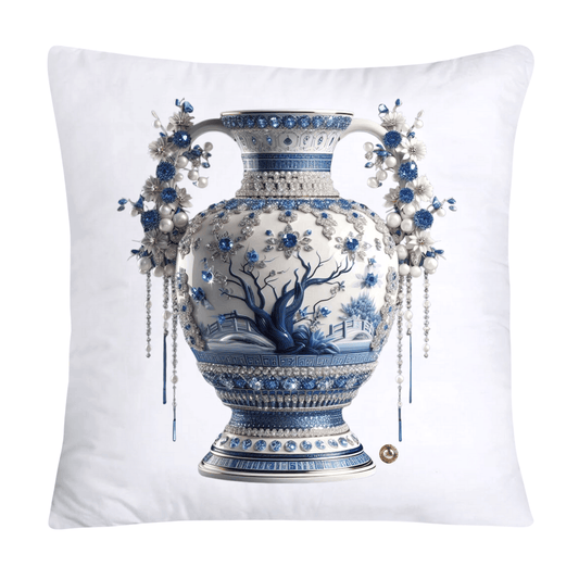 Blue Willow Chinoiserie 18x18 Stunning Vase Pillow Covers-4102