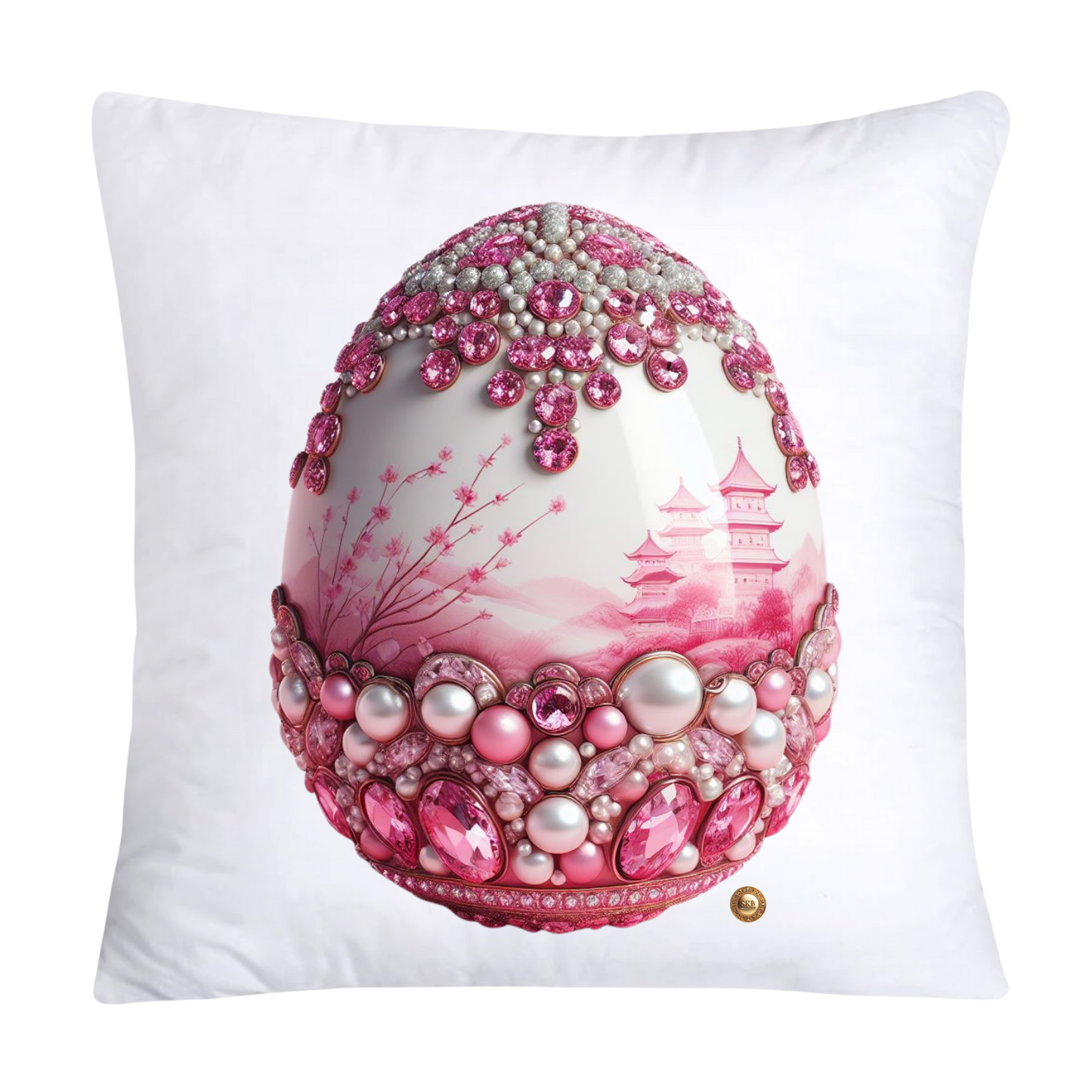 Pink Willow Chinoiserie Egg 18x18 Throw Pillow Covers-5926