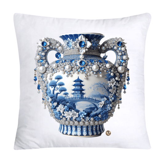 Blue Willow Chinoiserie 18x18 Stunning Vase Pillow Covers-4104