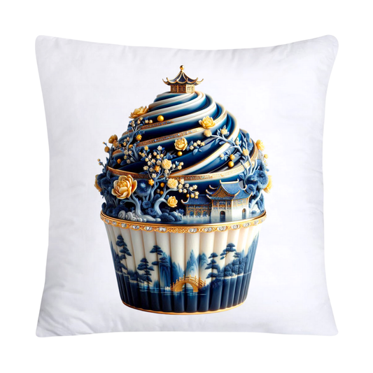 Blue Willow Chinoiserie Cupcake Throw Pillow Covers 18X18-2940