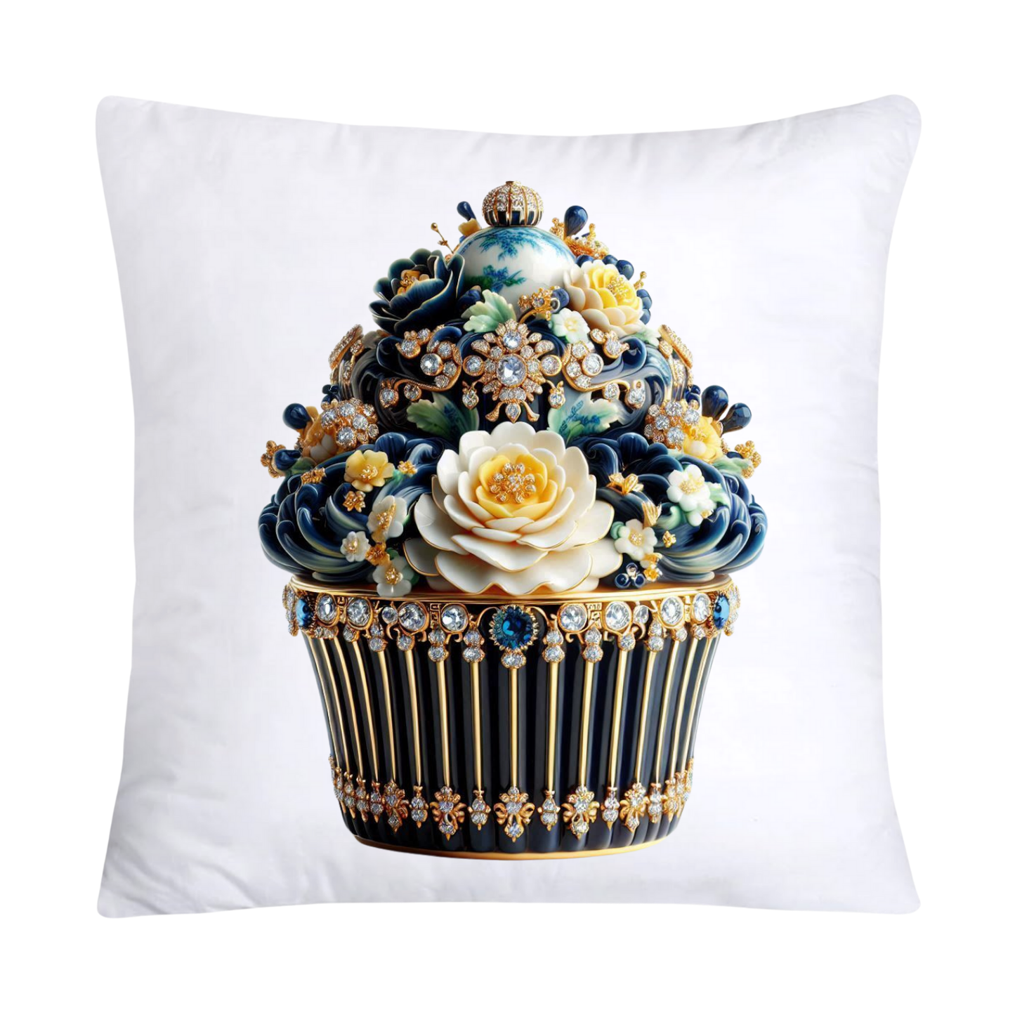 Blue Willow Chinoiserie Cupcake Throw Pillow Covers 18X18-2990