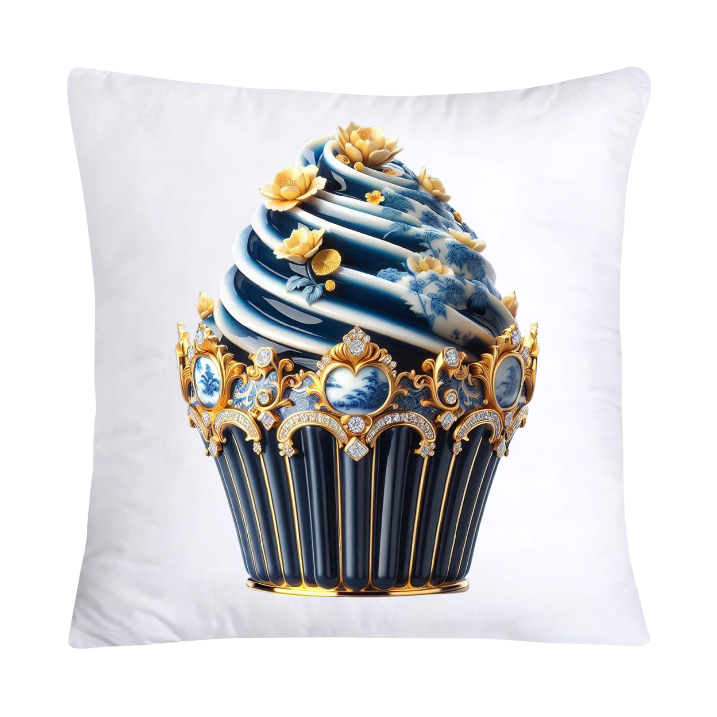 Blue Willow Chinoiserie Cupcake Throw Pillow Covers 18X18-3026