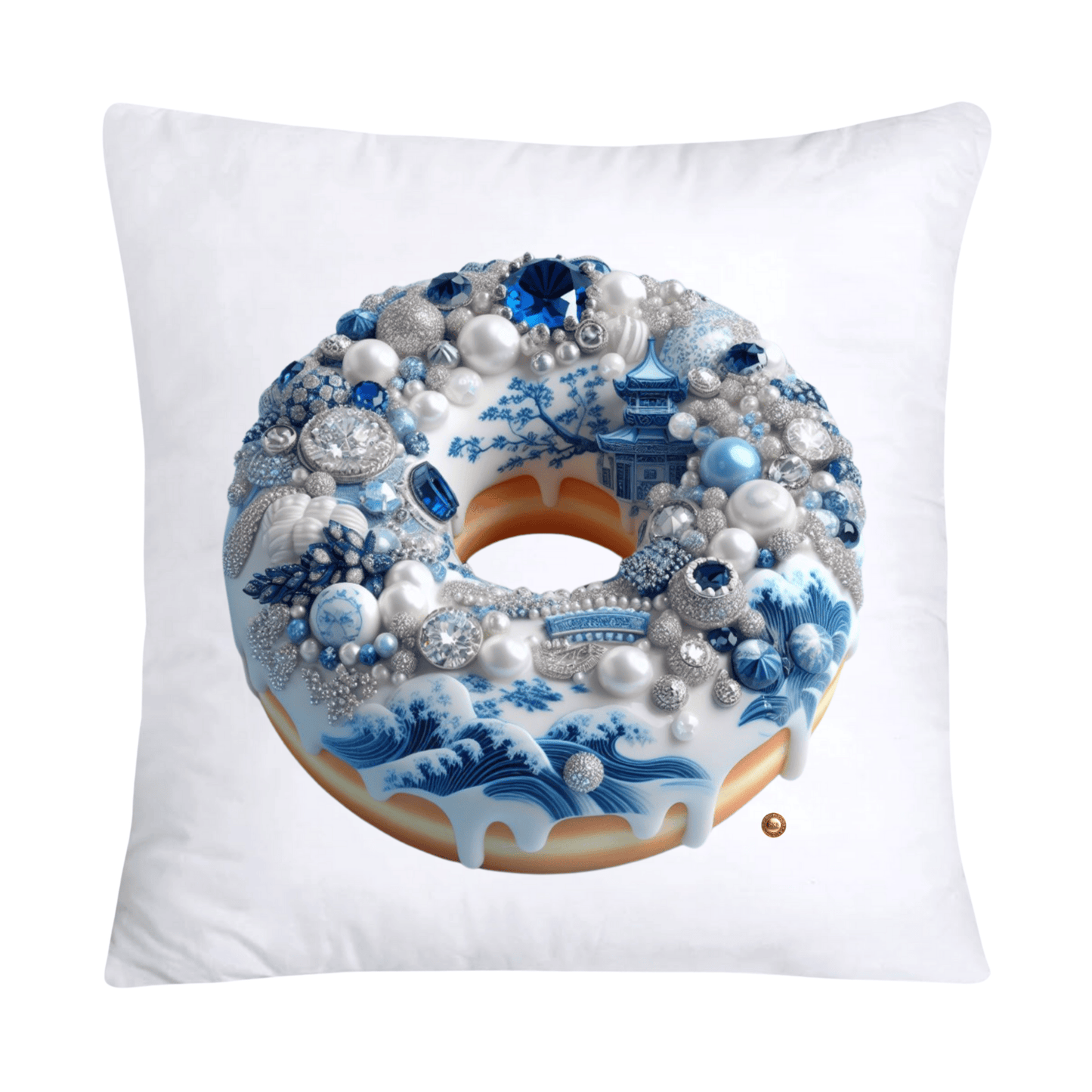 Blue Willow Whimsical Donut Throw Pillow Covers 18X18-1945