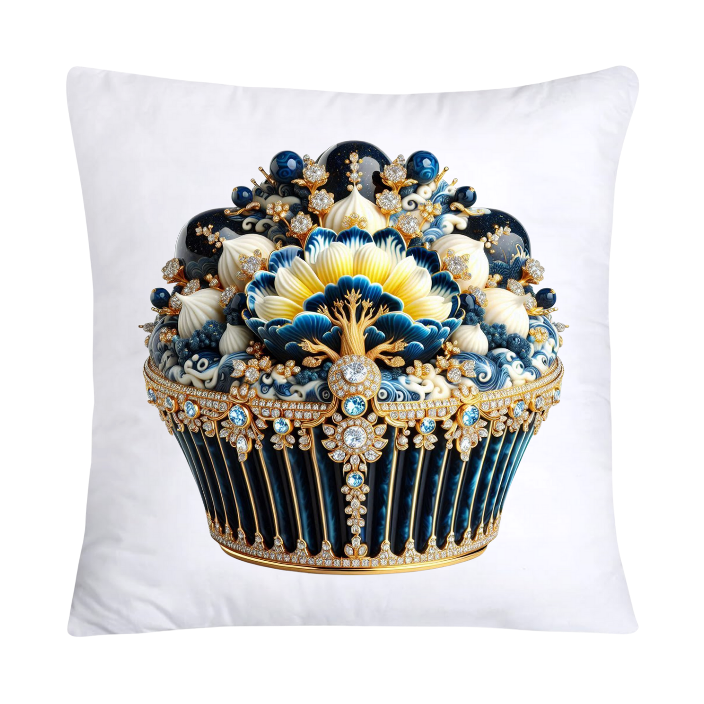 Blue Willow Chinoiserie Cupcake Throw Pillow Covers 18X18-3017