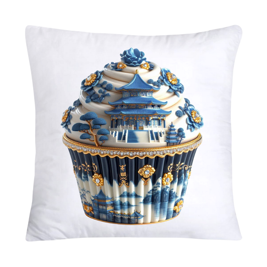 Blue Willow Chinoiserie Cupcake Throw Pillow Covers 18X18-2947