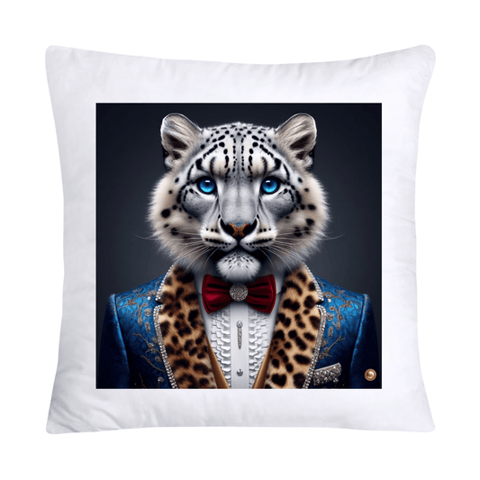 Royal Pet Portrait Throw Pillow Covers 18X18-Snow Leopard Kings and Queens-663
