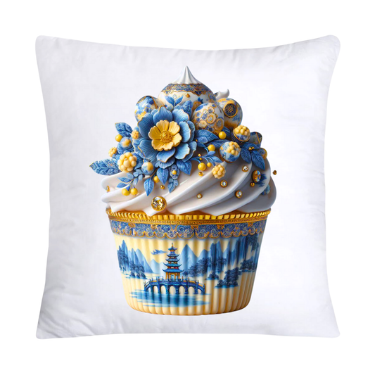 Blue Willow Chinoiserie Cupcake Throw Pillow Covers 18X18-2942
