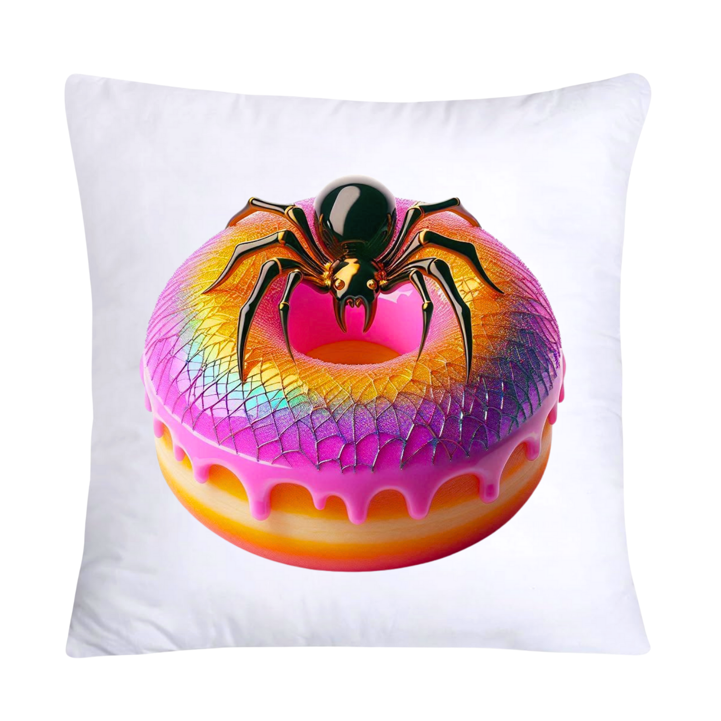 Sugar Crawler Spiders and Vivid Donut Throw Pillow Covers-2634