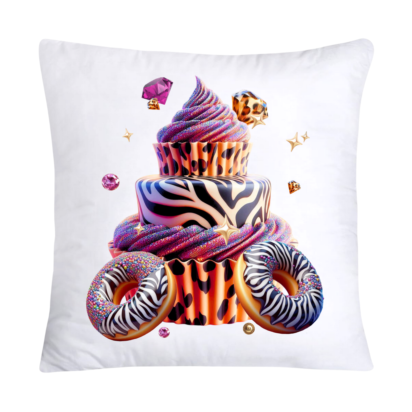 Wild Animal Print Cupcake Throw Pillow Covers 18x18-2237