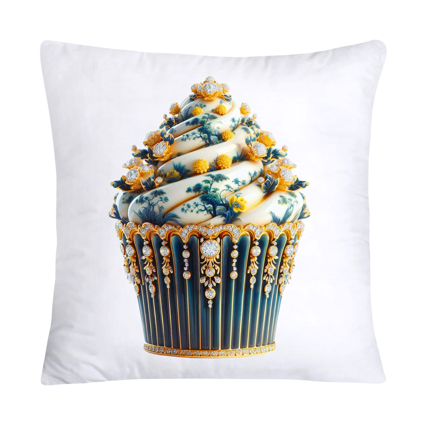 Blue Willow Chinoiserie Cupcake Throw Pillow Covers 18X18-3001