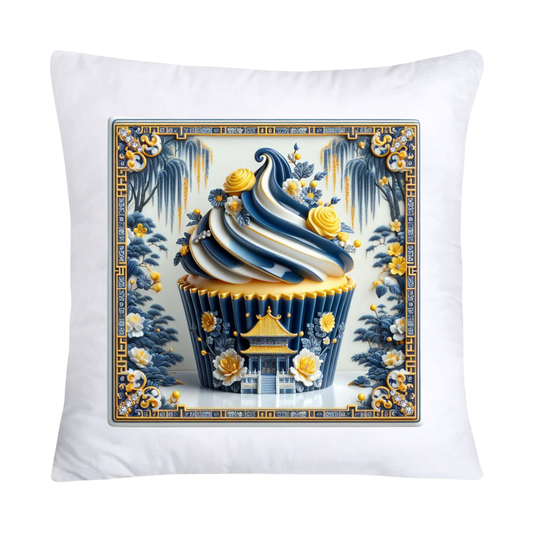 Blue Willow Chinoiserie Cupcake Throw Pillow Covers 18X18-3031