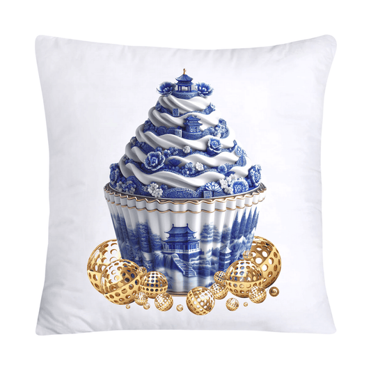Blue Willow Chinoiserie Cupcake Throw Pillow Covers 18X18-2561