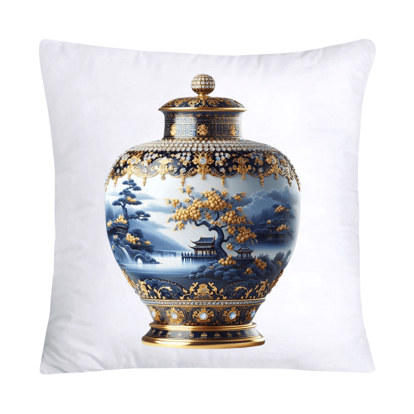 Blue and White Willow Ginger Jar Pillow Covers-107