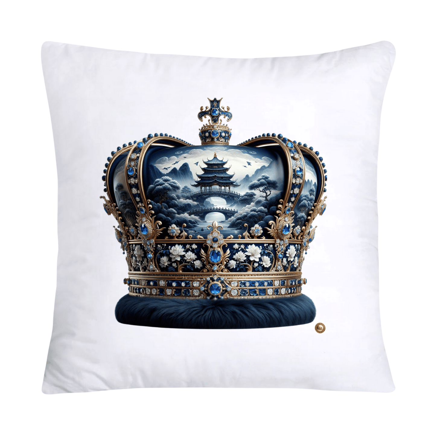 Blue Willow Royal King/Queen Crown Pillow Covers-2414