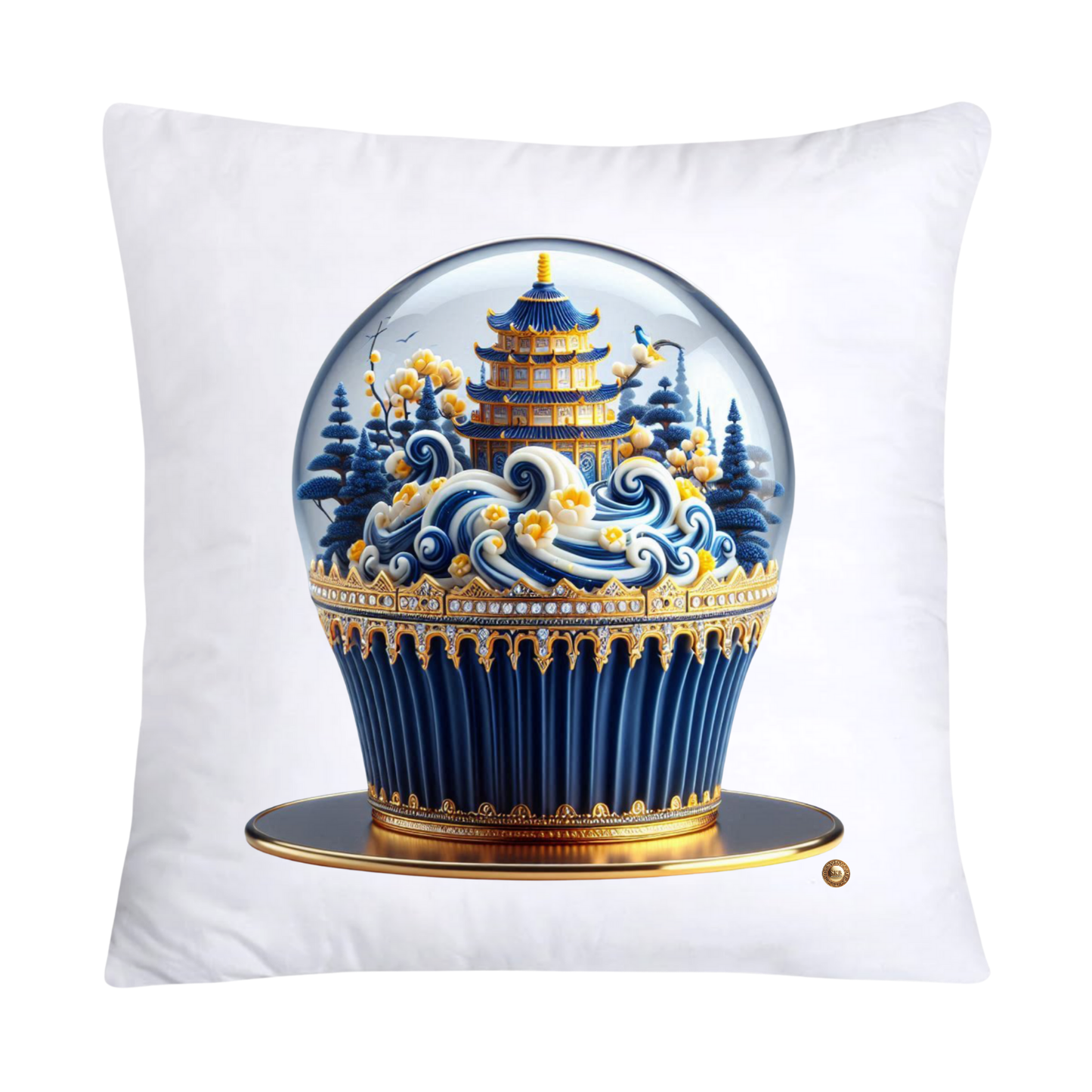 Blue Willow Chinoiserie Cupcake Throw Pillow Covers 18X18-2411