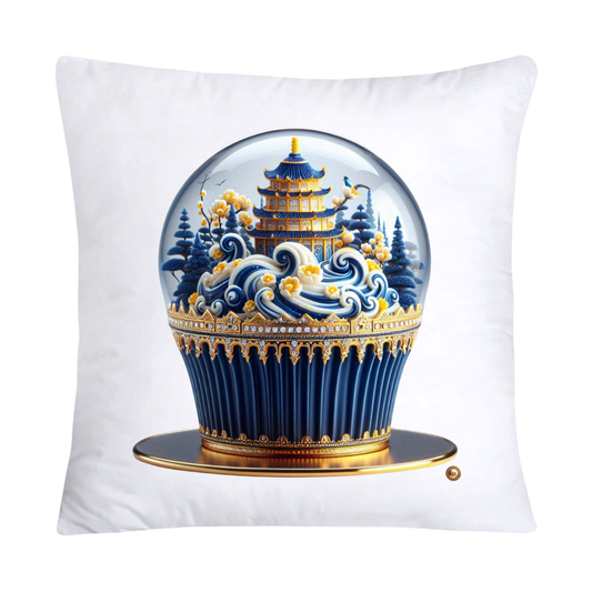 Blue Willow Chinoiserie Cupcake Throw Pillow Covers 18X18-2411