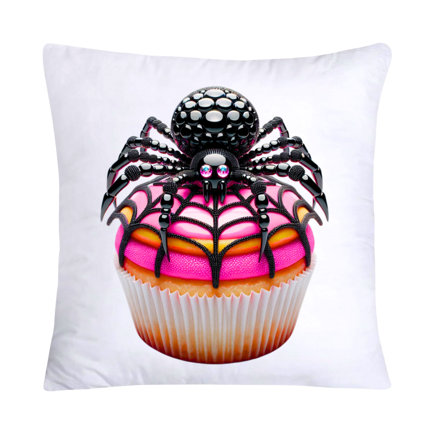 Sugar Crawler Spiders and Vivid Cupcake Throw Pillow Covers-2625