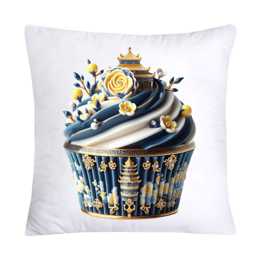 Blue Willow Chinoiserie Cupcake Throw Pillow Covers 18X18-3050