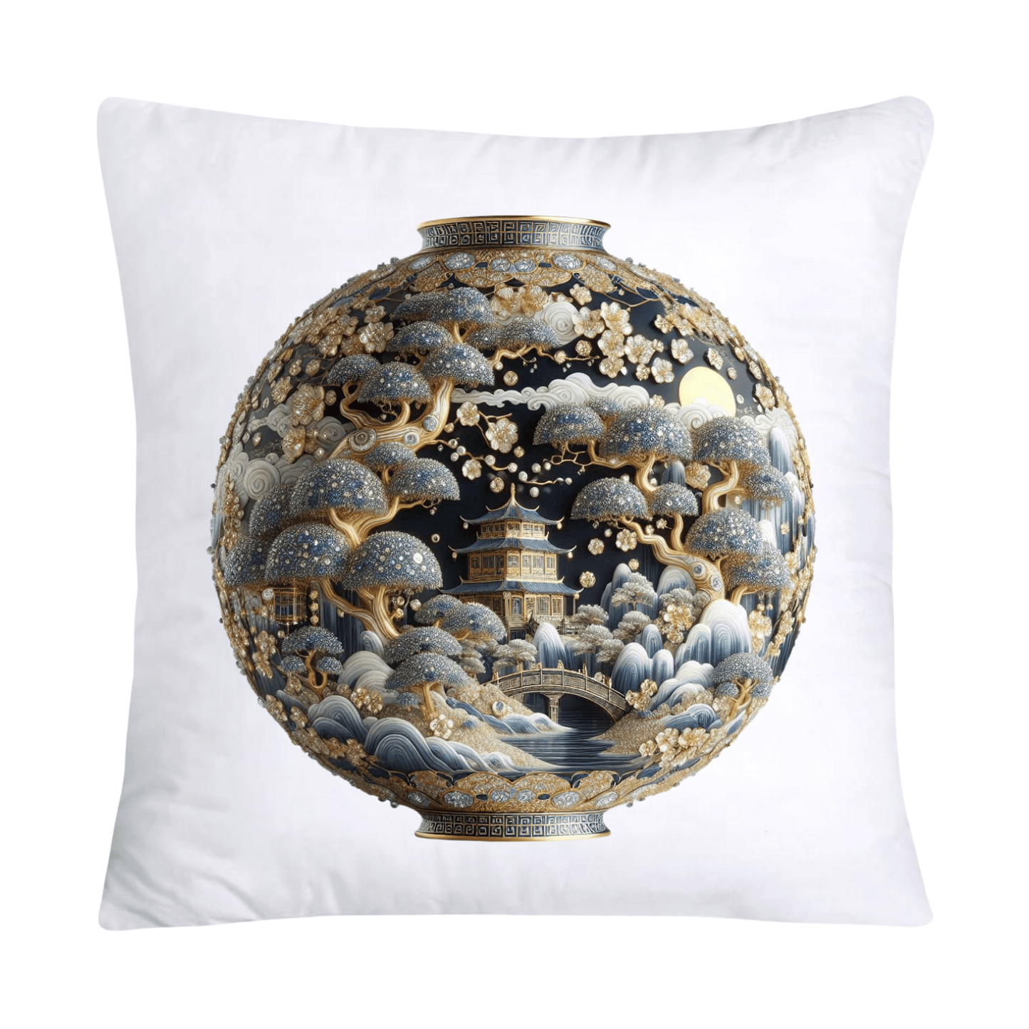 Blue Willow Chinoiserie 18x18 Stunning Vase Pillow Covers-4087