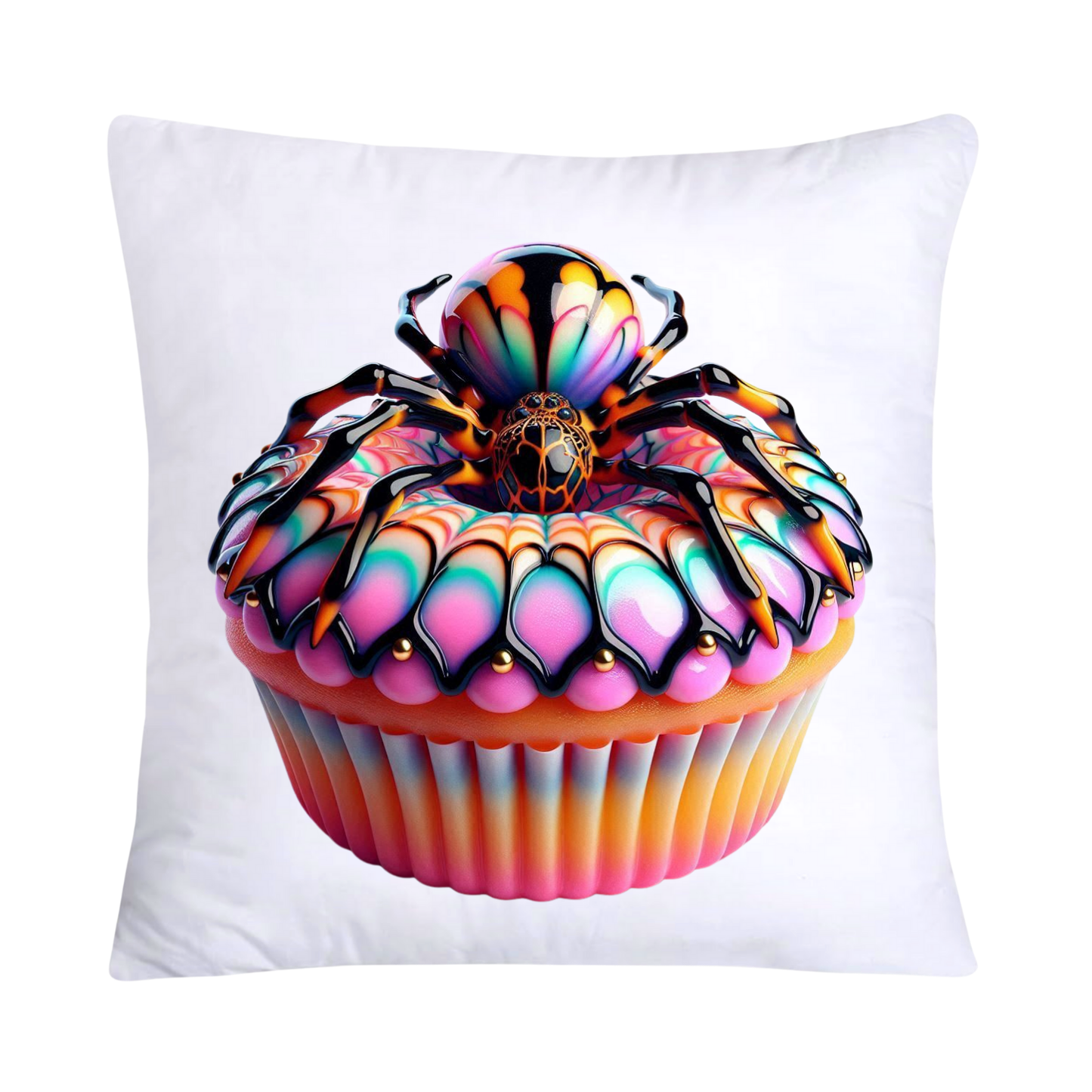 Sugar Crawler Spiders and Vivid Cupcake Throw Pillow Covers-2627