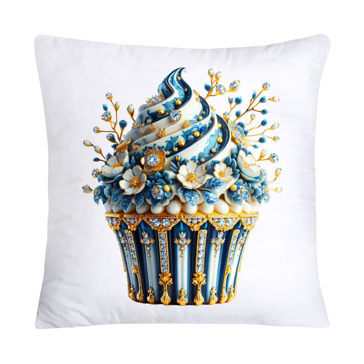 Blue Willow Chinoiserie Cupcake Throw Pillow Covers 18X18-3015