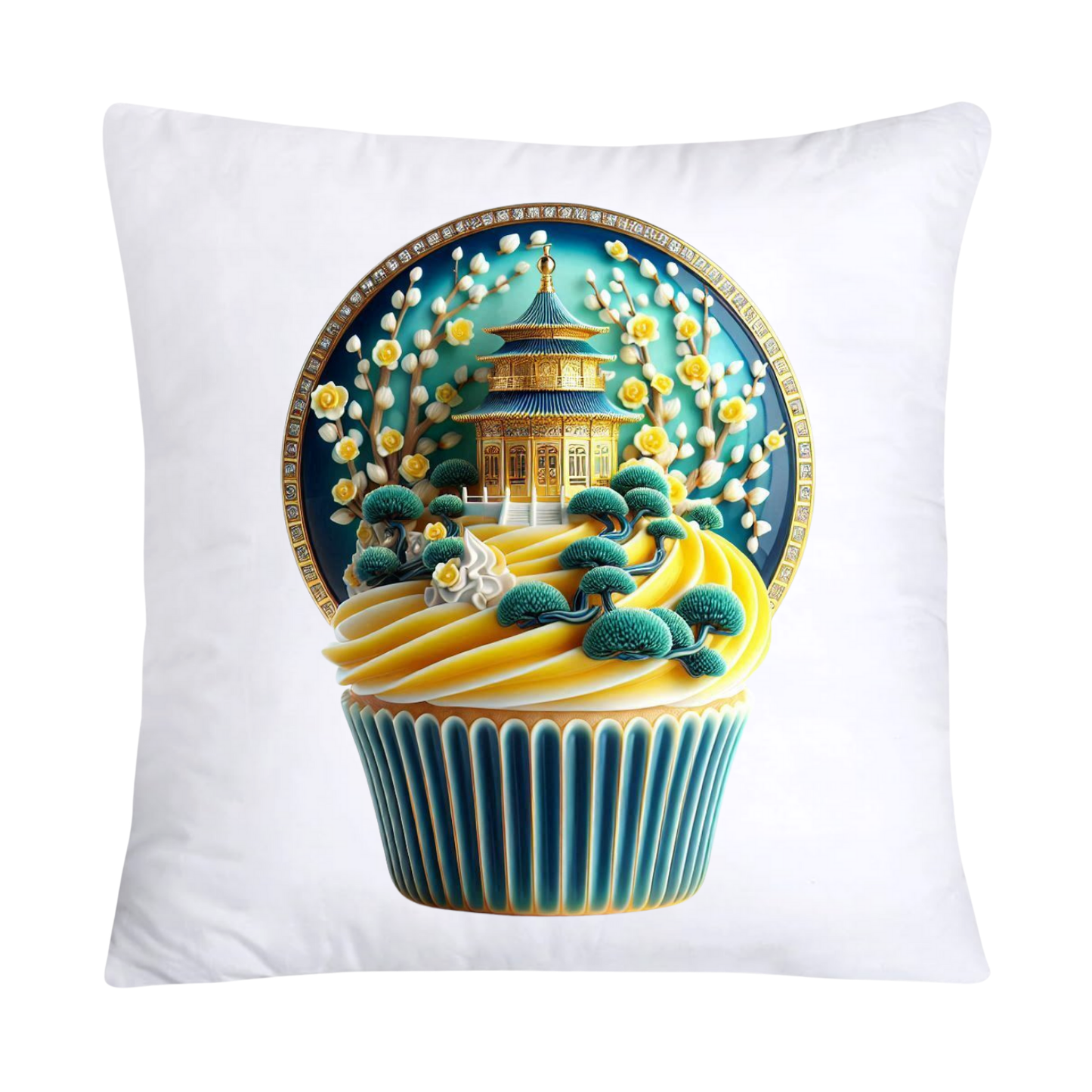 Blue Willow Chinoiserie Cupcake Throw Pillow Covers 18X18-3041