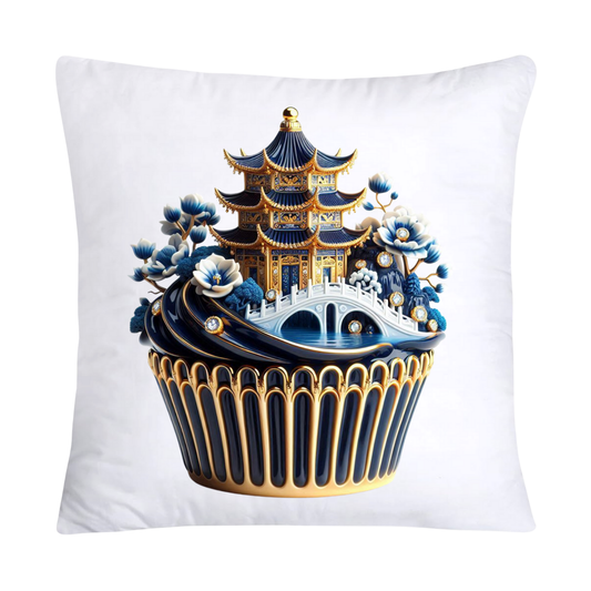 Blue Willow Chinoiserie Cupcake Throw Pillow Covers 18X18-2939