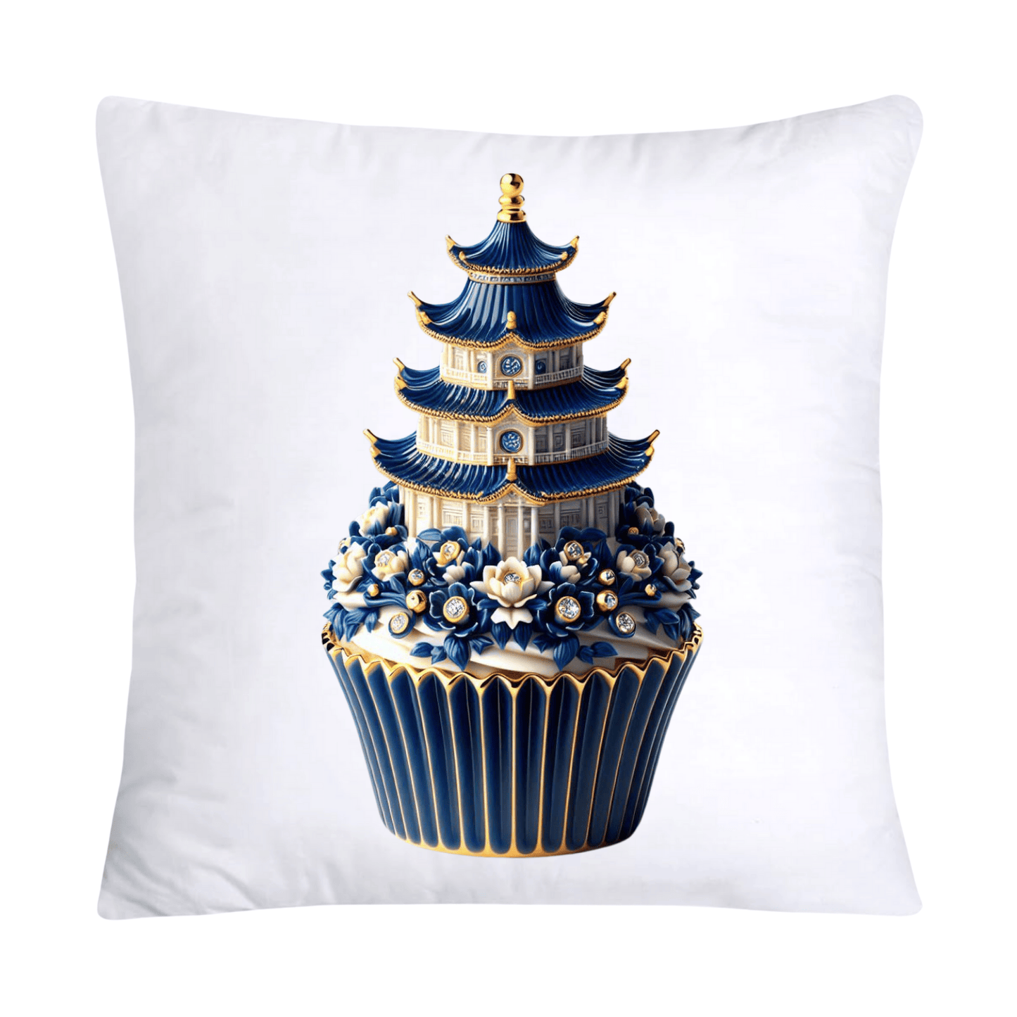 Blue Willow Chinoiserie Cupcake Throw Pillow Covers 18X18-2957
