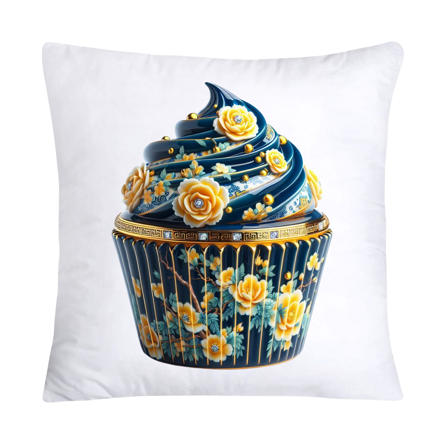 Blue Willow Chinoiserie Cupcake Throw Pillow Covers 18X18-3051