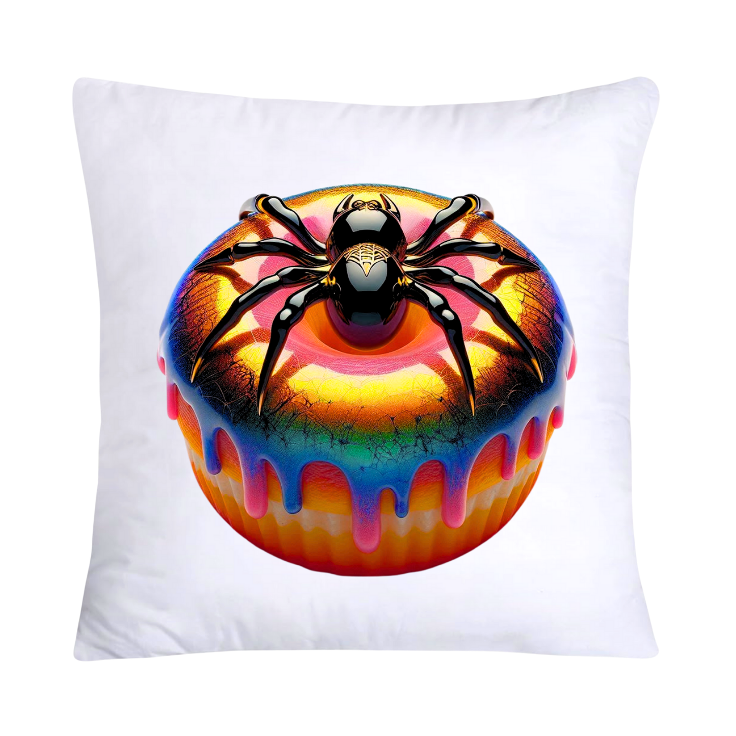 Sugar Crawler Spiders and Vivid Donut Throw Pillow Covers-2632