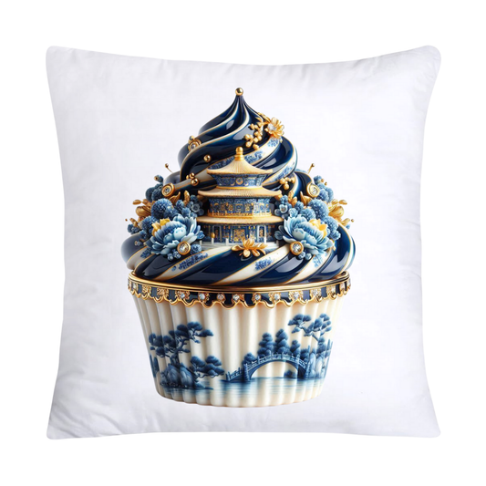 Blue Willow Chinoiserie Cupcake Throw Pillow Covers 18X18-2936