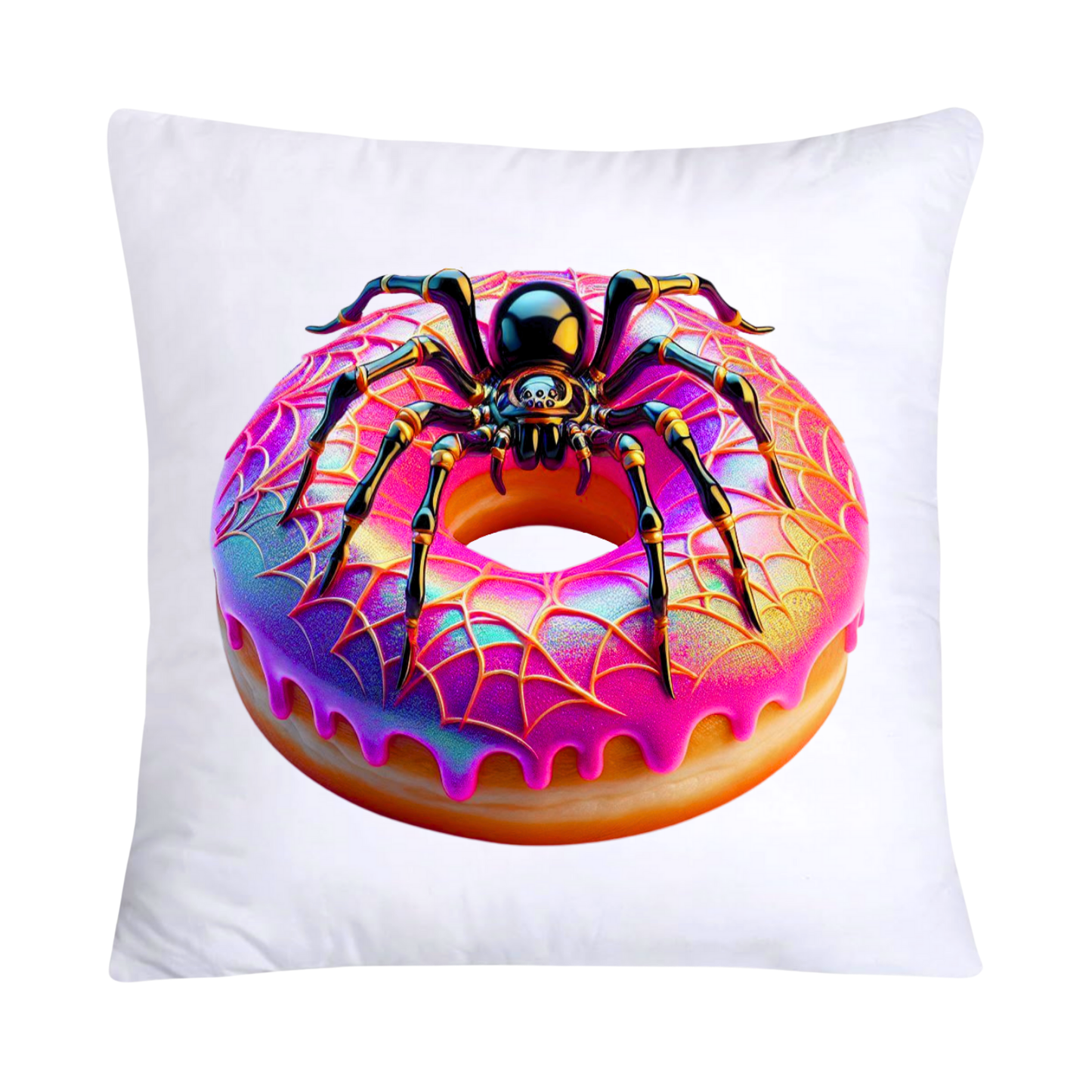 Sugar Crawler Spiders and Vivid Donut Throw Pillow Covers-2628