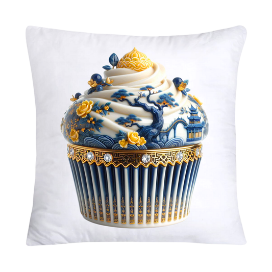 Blue Willow Chinoiserie Cupcake Throw Pillow Covers 18X18-2943