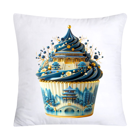 Blue Willow Chinoiserie Cupcake Throw Pillow Covers 18X18-2938
