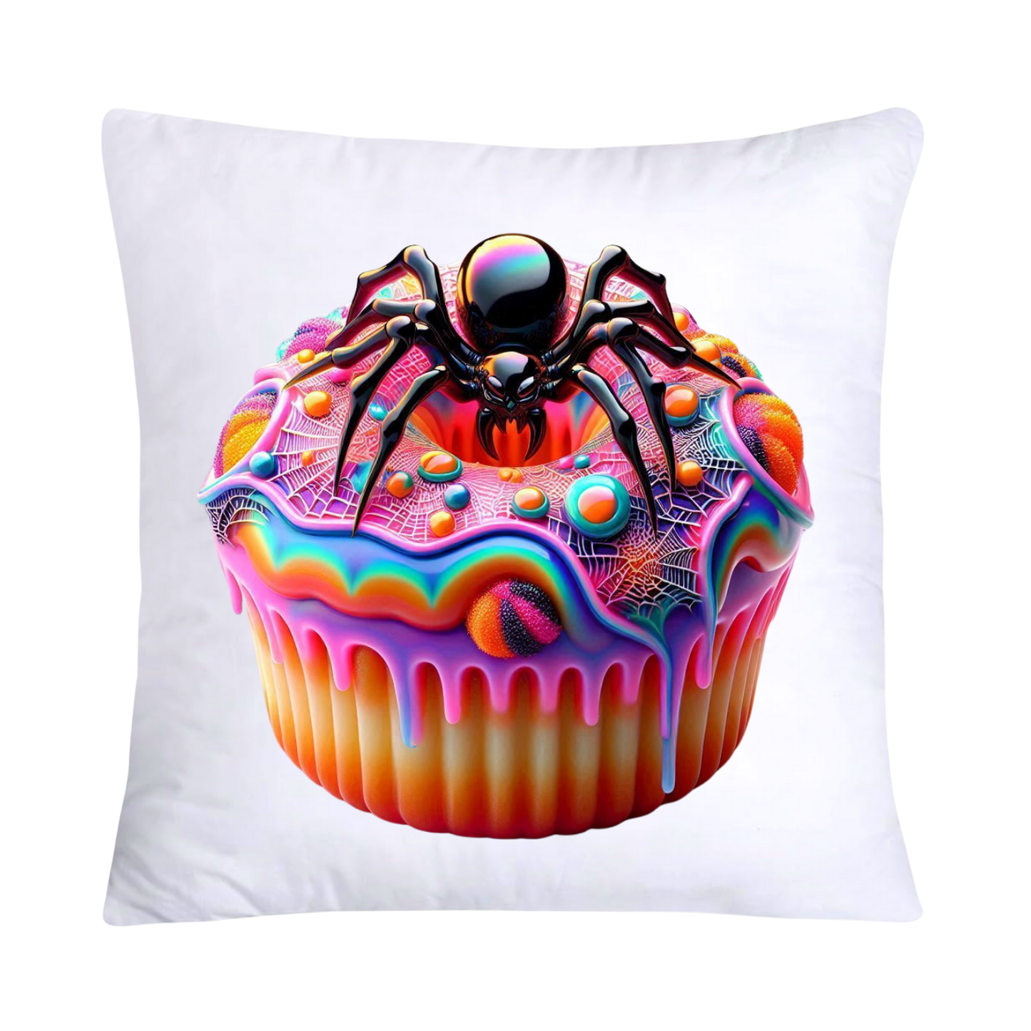 Sugar Crawler Spiders and Vivid Cupcake Throw Pillow Covers-2629
