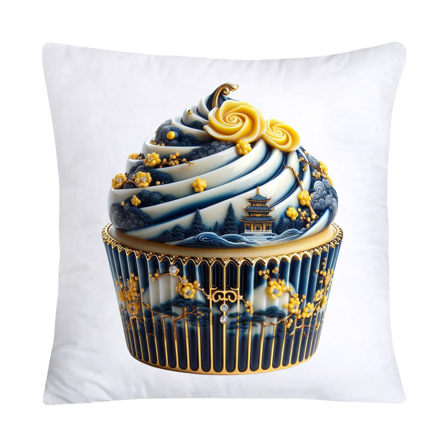 Blue Willow Chinoiserie Cupcake Throw Pillow Covers 18X18-3038