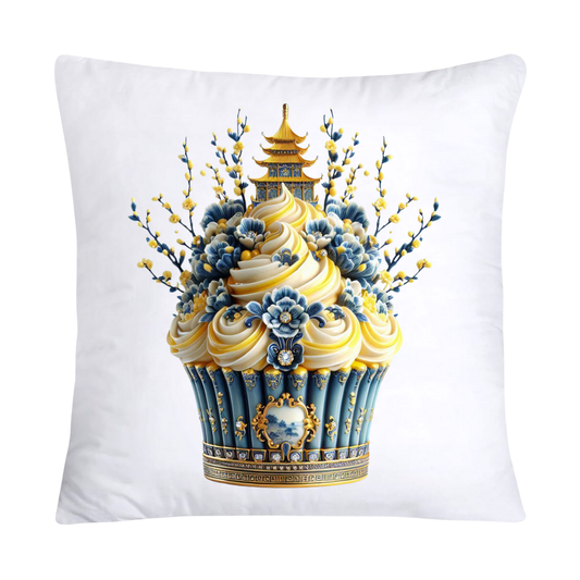 Blue Willow Chinoiserie Cupcake Throw Pillow Covers 18X18-3046