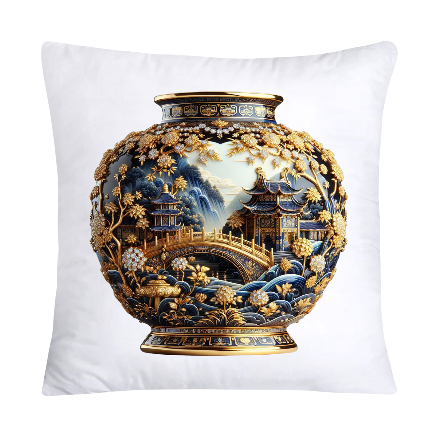 Blue Willow Chinoiserie 18x18 Stunning Vase Pillow Covers-4088